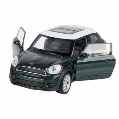 Modelauto mini cooper s paceman donkergroen 11 cm