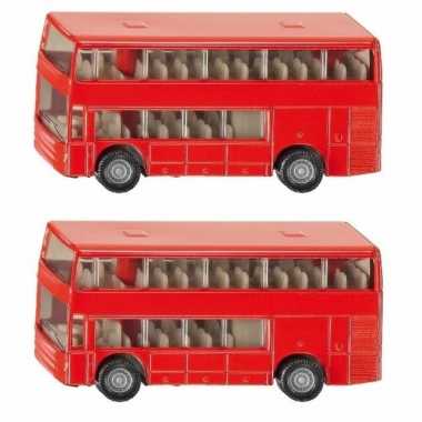 Set van 2x stuks siku dubbeldekker bussen speelgoed modelauto 10 cm