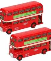 2x stuks modelauto london bussen rood 12 cm