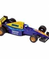 Modelauto formule 1 wagen blauw 10 cm